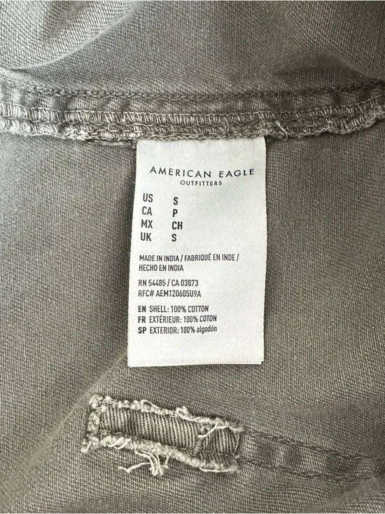 AE Studio Olive Green Wide Leg Cropped Overalls Size S 100% Cotton - Picture 5 of 8